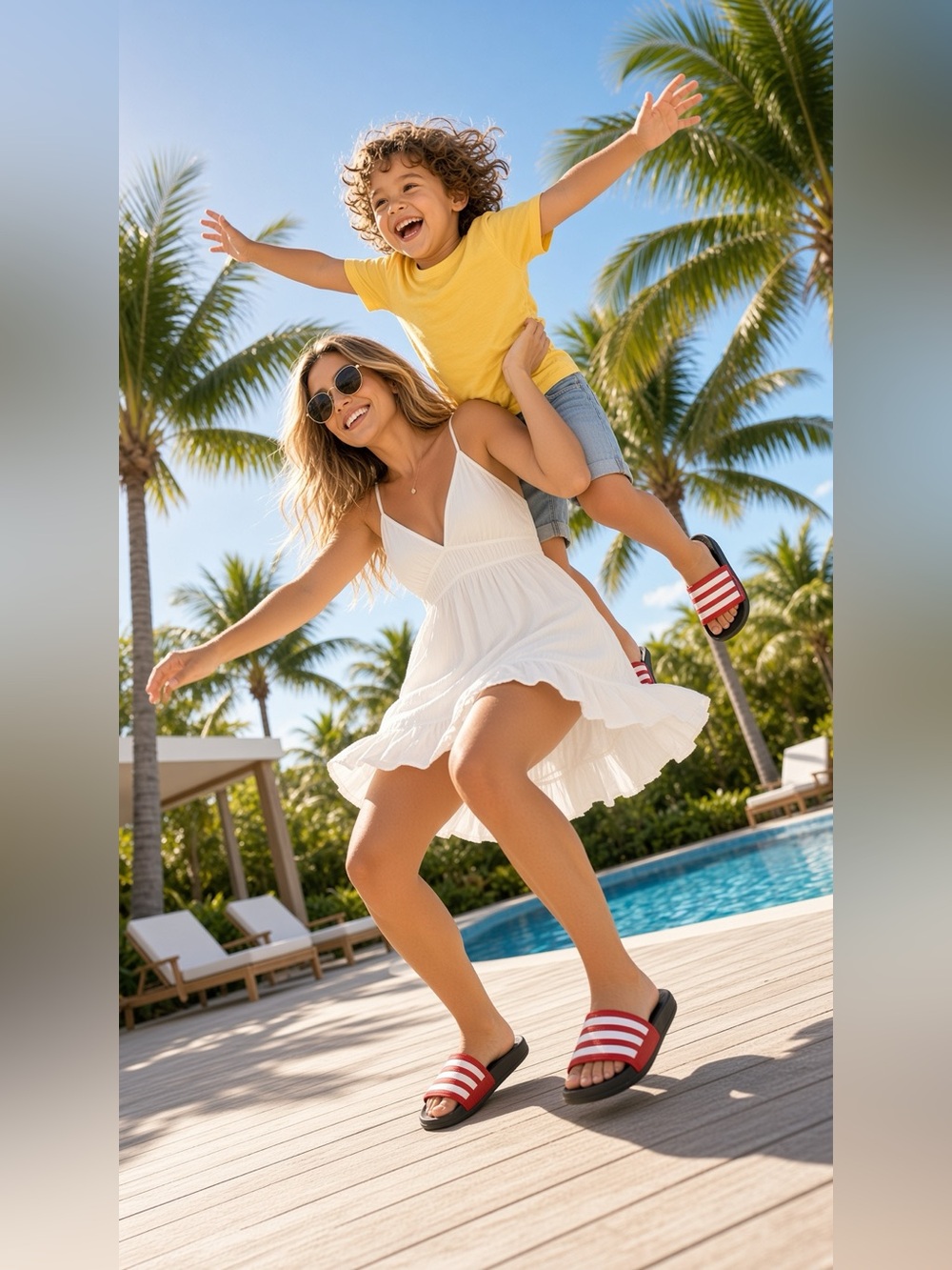 Adidas Adilette Shower Slides - Kids RED/WHITE 3-Stripes ✨-NWB - Picture 3 of 9